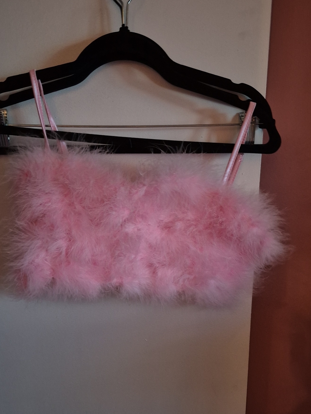 Feather Trim Pink Crop Bralette - Women Intimates